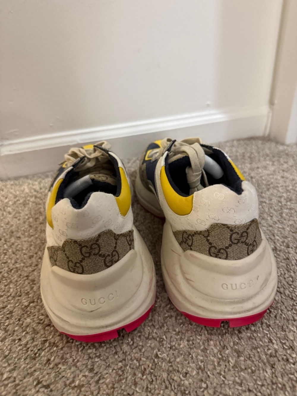 Gucci GG Canvas Sneakers with Navy and Yellow Accents - Picture 4 of 5